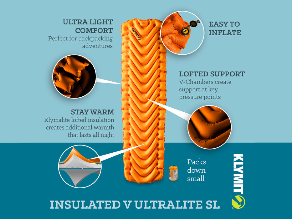 Klymit Insulated V Ultralite SL Sleeping Pad - Orange